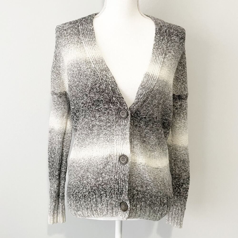 Hollister gray stripe cardigan sweater v neck size XS